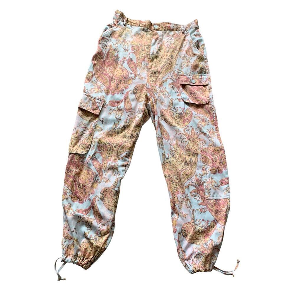 URBAN OUTFITTERS COLORFUL paisley print JOGGERS CARGO PANTS sz L
